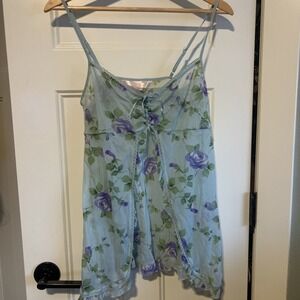 Victoria's‎ Secret Babydoll Lingerie Red Mesh Lace Hearts Open Large Nightie